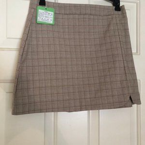 UNWORN beige plaid skirt